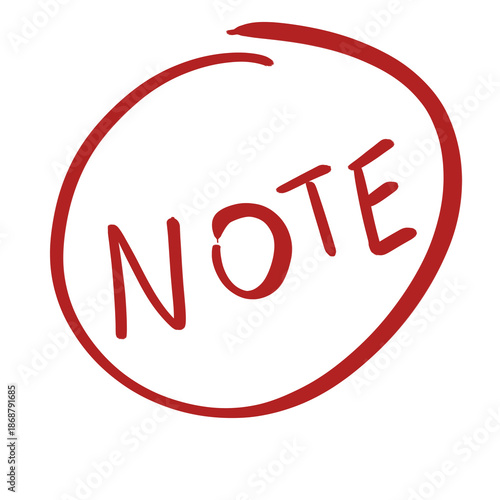 Free Download Hand drawn red NOTE text in a brush circle, doodle label isolated on transparent background - GFXLoad