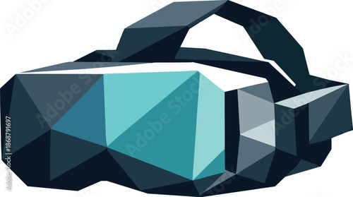 Futuristic VR Headset Icon. Low-poly vector illustration focused on an iconic VR headset symbol representing virtual reality and