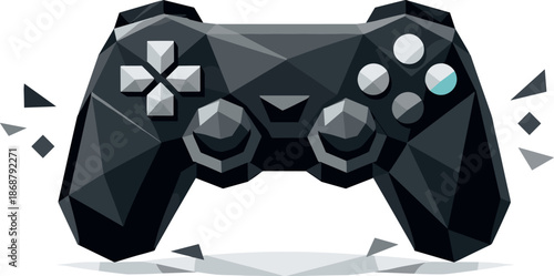 Minimalist Polygon Gamepad. Low-poly vector illustration of a minimalist gamepad icon symbolizing gaming culture and entertainment