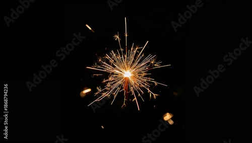 Sparkler Creates Bright Lights in Dark Setting During Nighttime Celebration