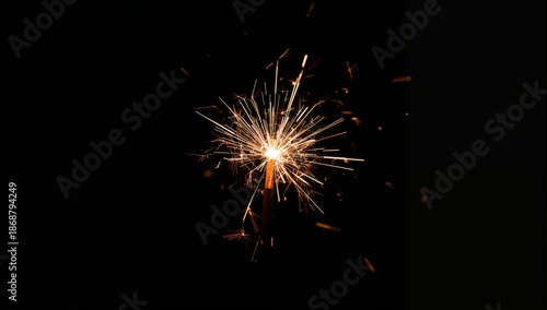 Sparkler Creates Bright Lights in Dark Setting During Nighttime Celebration