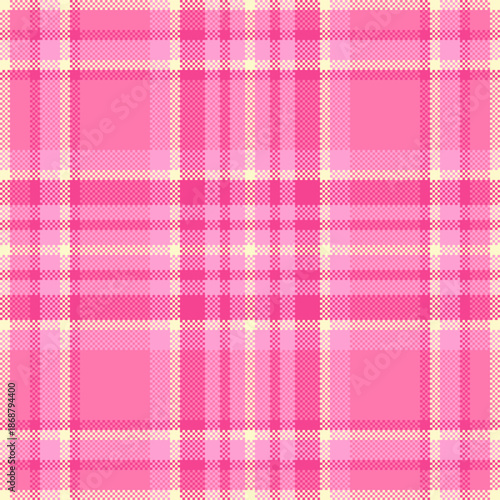 Track pattern plaid tartan, teenager background seamless texture. Fade check vector fabric textile in pink and lemon chiffon colors.