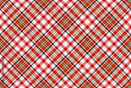 Grand fabric background tartan, window pattern plaid textile. Curtain vector seamless check texture in white and red colors.