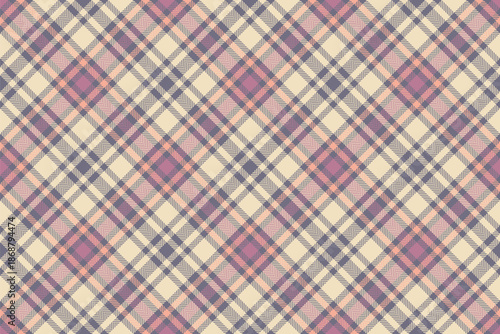 Modern seamless tartan plaid, fashionable fabric vector textile. Mesh pattern check background texture in pastel and light colors.