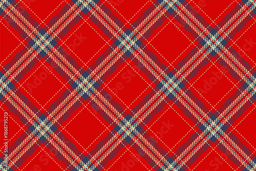 Traditional fabric vector texture, part check background plaid. Gingham pattern seamless tartan textile in red and blue colors.