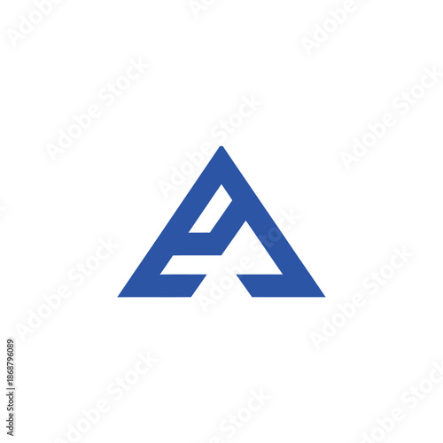 Modern triangular logo design with blue color on white background for technology company