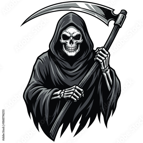 Grim reaper with a scythe a classic depiction of death and mortality