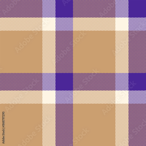 Tablecloth tartan fabric seamless, wool textile check texture. Majestic background pattern plaid vector in orange and indigo colors.