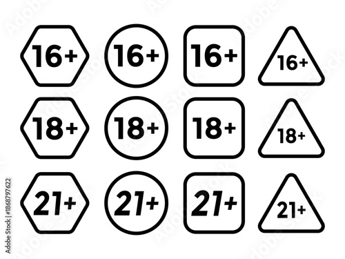 Age Restriction Symbols Collection Icon Line Set