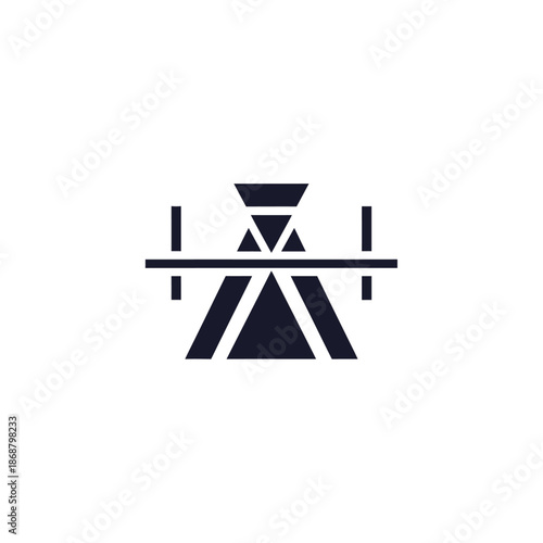 Geometric logo design featuring symmetrical shapes and abstract elements
