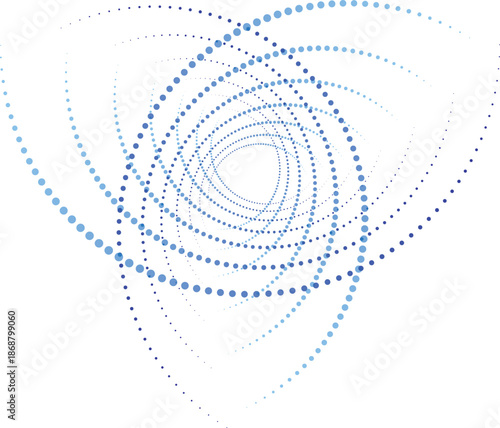 Round halftone frame. Dotted circle, vintage abstract dot halftones frames and random dots circles. Spiral Vector Illustration.