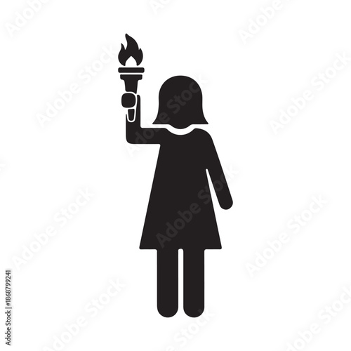 Silhouette of a Woman Holding a Torch Symbolizing Freedom and Enlightenment