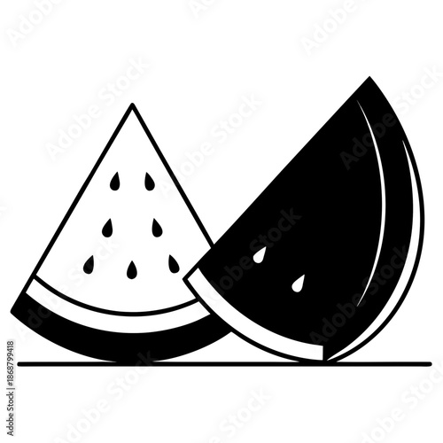 Watermelon Slices on White Wooden Table in Sunlight