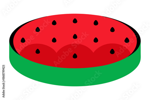 Watermelon Themed Round Sofa with Red Cushion and Green Frame