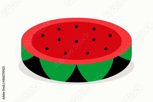 Watermelon Themed Round Sofa with Red Cushion and Green Frame