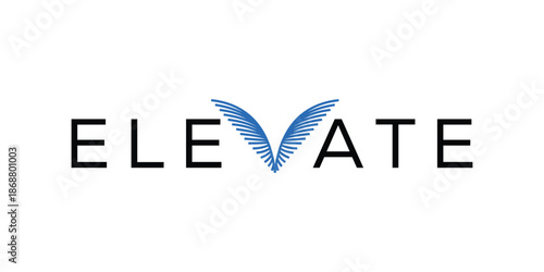 elevate text logo design, typography elevate graphic vector template