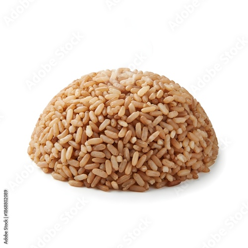 boiled brown rice isolated on white background