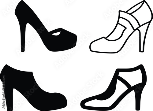 Black high-heeled women's shoes vector