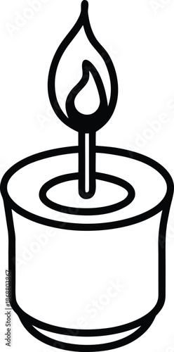 candle and white background icon Black silhouette vector illustration on transparent background
