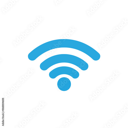 Blue Wireless Network Signal Strength Icon on White Background