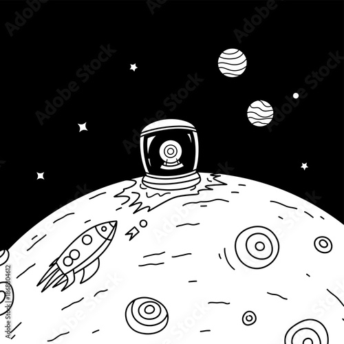 Astronaut on the Moon Surface Exploration.