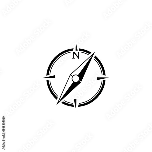 Black and white compass navigation tool.