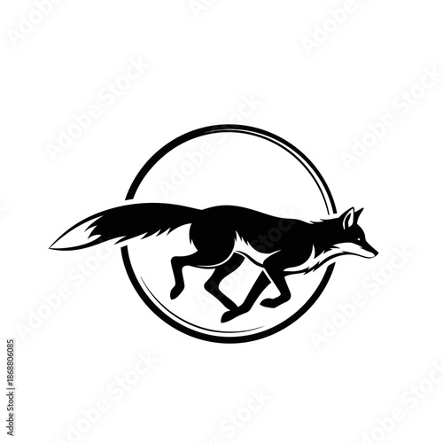 Black Fox Silhouette in Circle Logo.
