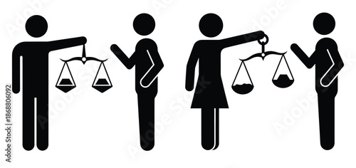 People balancing scales for justice and equality concept
