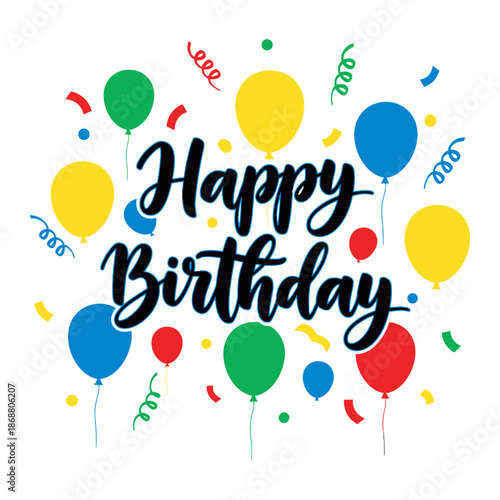 Colorful balloons celebrate a birthday.