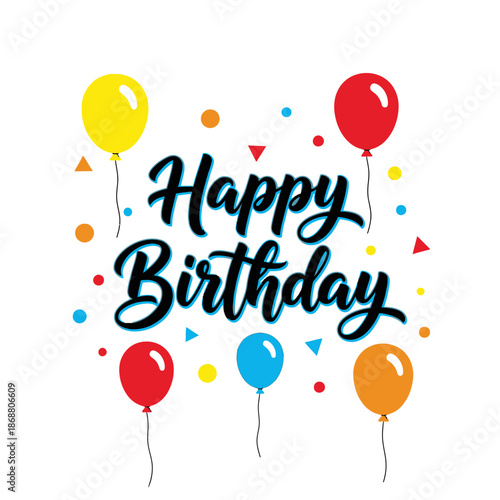 Colorful balloons happy birthday greeting.