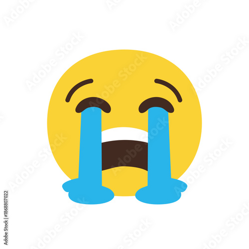 crying face sad mouth open desperate cry pool of tears emoji symbol sign icon vector illustration isolated flat
