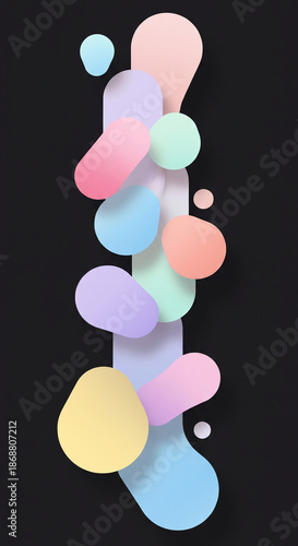  Abstract Floating Soft Shapes Minimal Background Composition