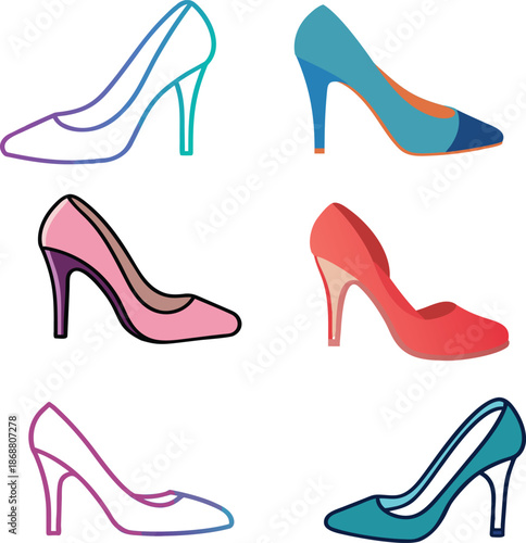 Black high-heeled women's shoes vector