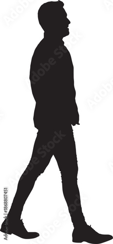 vector,silhouette of a side view of a cool man walking