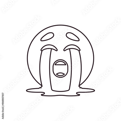 crying face sad mouth open desperate cry pool of tears emoji symbol sign icon vector illustration isolated flat