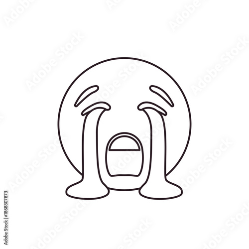 crying face sad mouth open desperate cry pool of tears emoji symbol sign icon vector illustration isolated flat