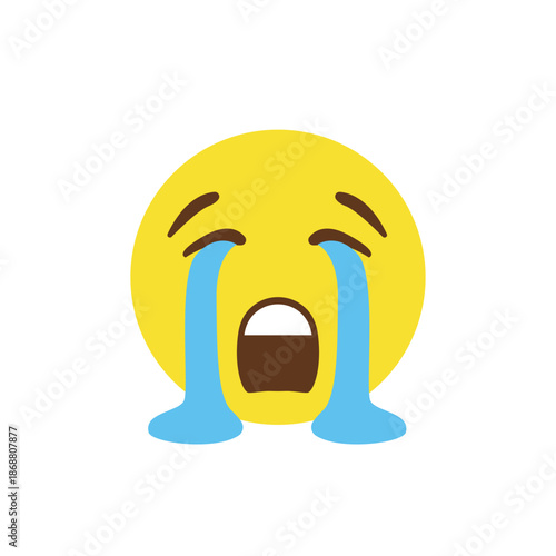 crying face sad mouth open desperate cry pool of tears emoji symbol sign icon vector illustration isolated flat