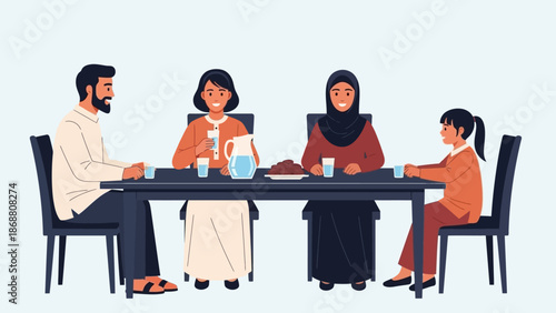 Family Gathering Around a Table for a Meal Together.