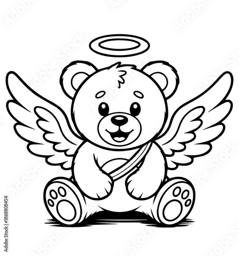 teddy bear cartoon Angel wings Vector