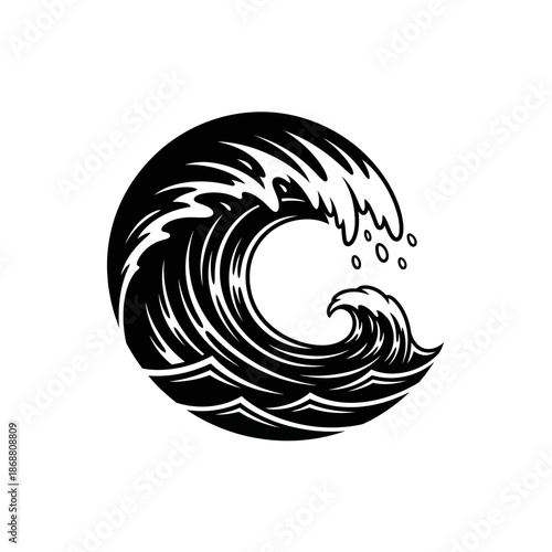 Large Ocean Wave Crashing Water.