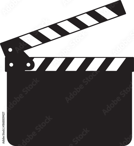 Foto Black and white clapperboard with diagonal stripes and holes also transparent ba