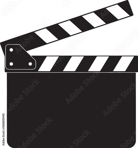 Foto Black and white striped clapperboard with a blank lower section also transparent