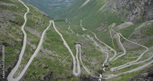 Famous trollstigen winding mountain road in norway