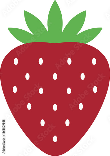 Red strawberry with green leaves and white seeds on a white background also transparent background