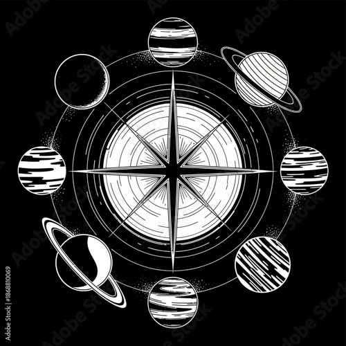 Planets and Solar System Illustration.