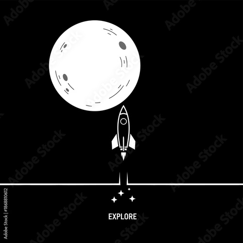 Rocket Ship Blasting into Space.