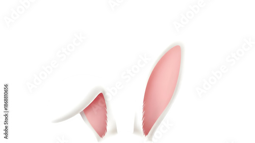 Isolated white bunny ears on transparent background for easter decoration