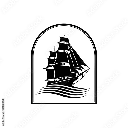 Sailing Ship with Multiple Sails.