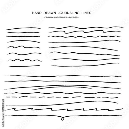 Hand Drawn Journal Lines and Divider Elements. Underlining accents.
