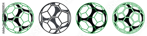 inside outside Football vector icon set, soccer ball icon, different styles, football simple outline color black style, Vector illustration.